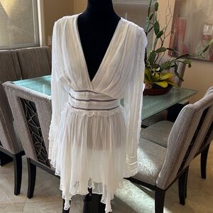 Beautiful, Sexy, Flirty, Lacy.. Asymmetrical White Dress Med.